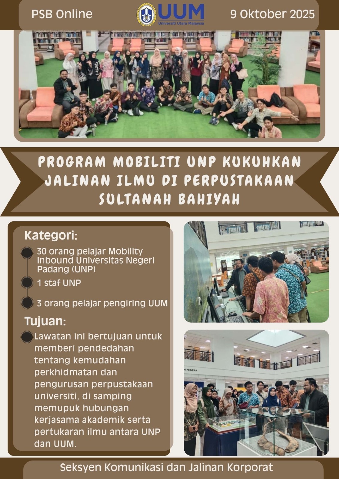 PROGRAM MOBILITI UNP KUKUHKAN JALINAN ILMU DI PERPUSTAKAAN SULTANAH ...
